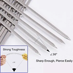 12PCS Stainless Steel BBQ Skewers Grill BBQ Tools Reusable Grilling Skewers Set
